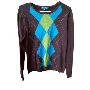 Evan-Picone size L argyle print preppy sweater.
